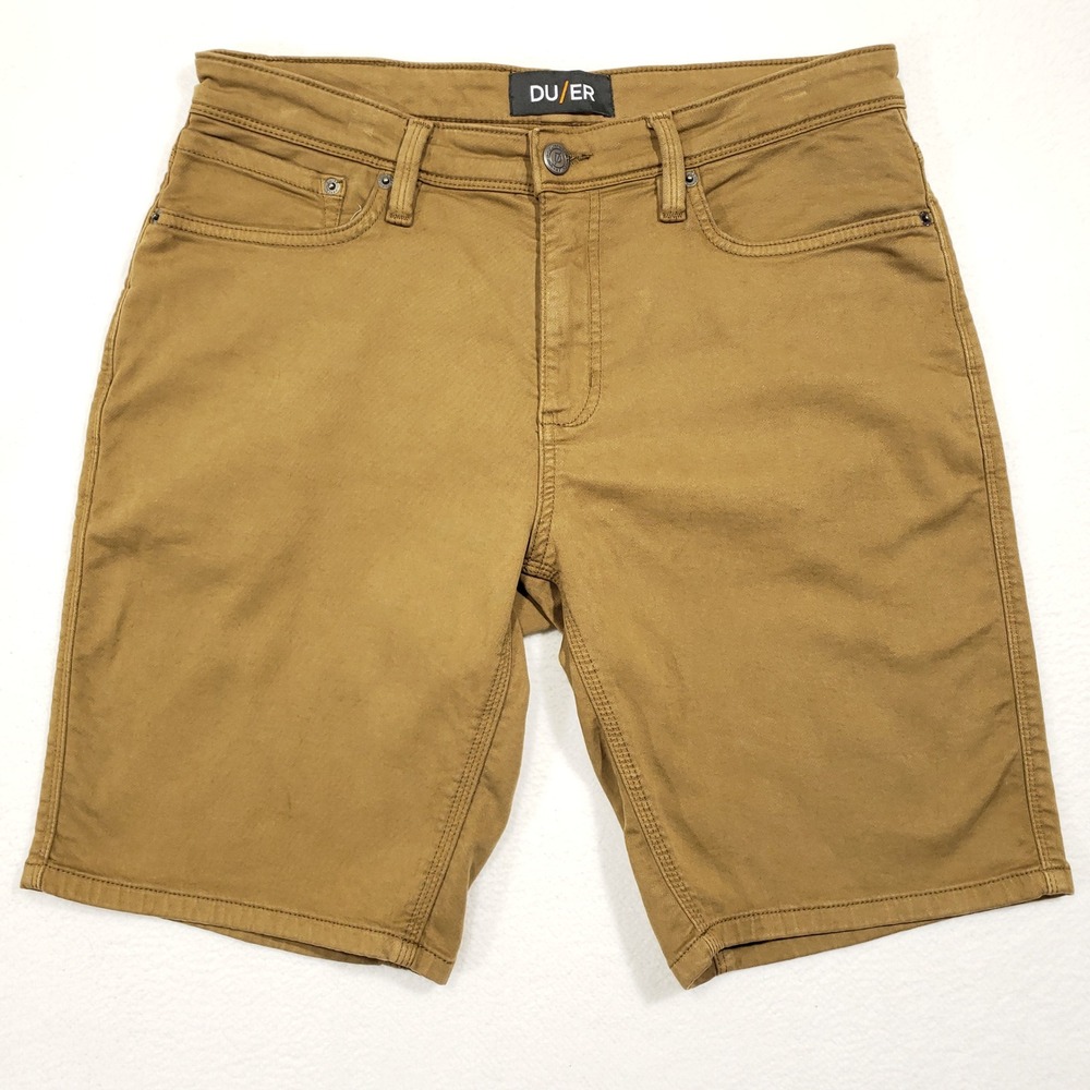 DU/ER N2X Relaxed Fit Short Men 34 Brown MSNR1012 Stretch Performance 10" Inseam